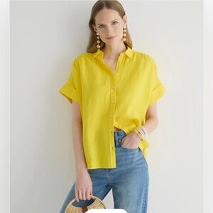 J. CREW BAIRD MCNUTT Irish linen relaxed oversized classic button up blouse S